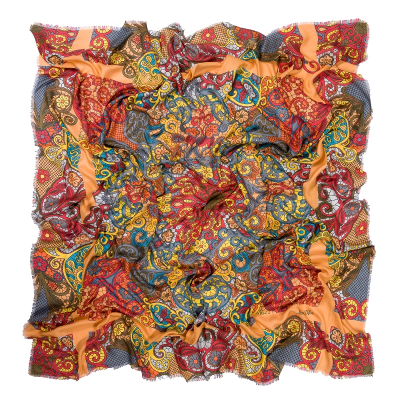 Sal modal si lana Paisley Arabesc orange