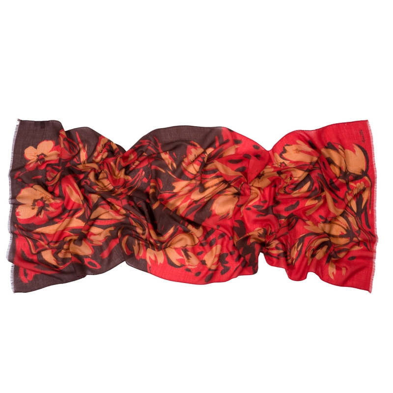 Wool shawl Red Tulips