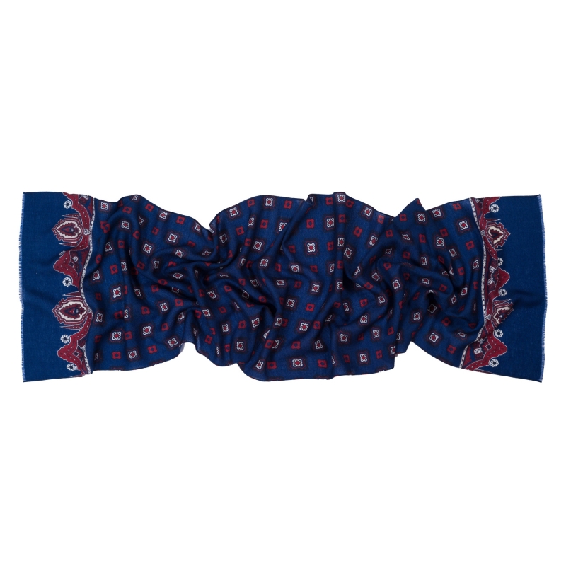 Esarfa lana barbati paisley bordo pe blumarin