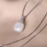 Sterling Silver Necklace Milky White Cat Eye