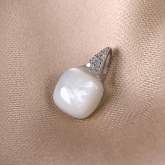 Sterling Silver Necklace Milky White Cat Eye