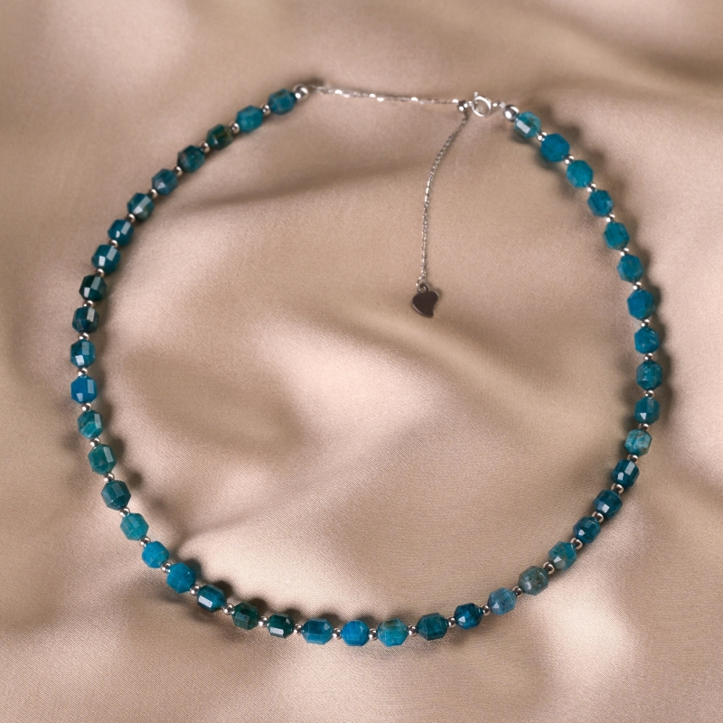 Adjustable Sterling Silver Choker apatite barrel