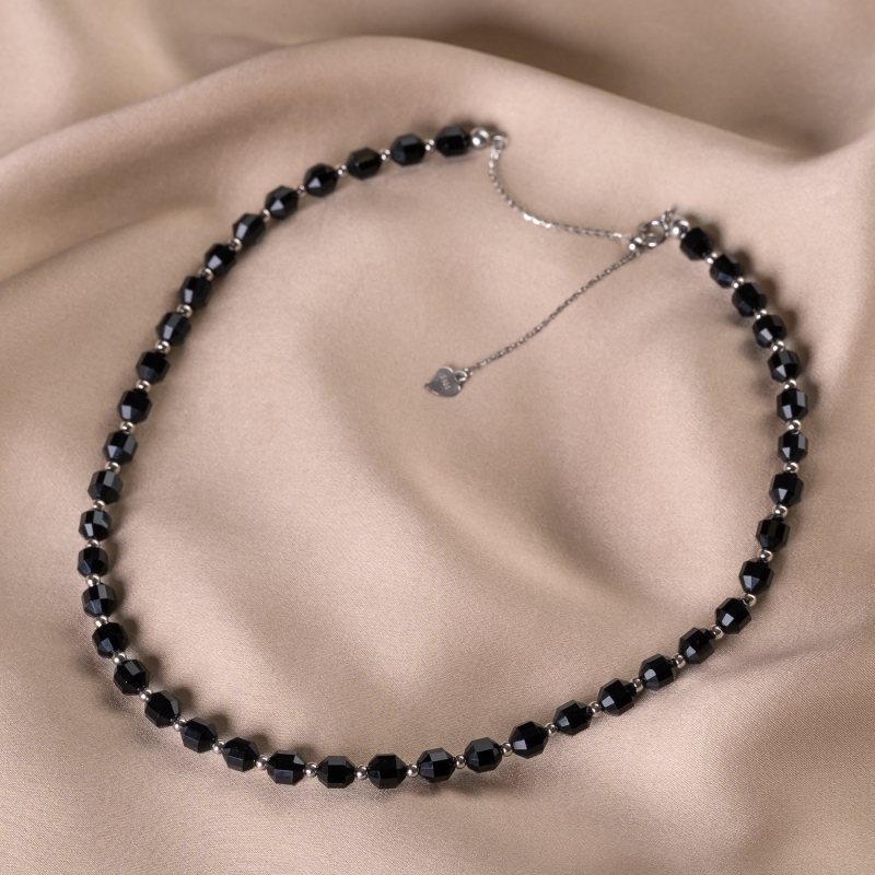 Adjustable Sterling Silver Choker with onyx barrel