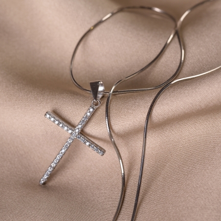 Colier argint Cross Full zirconia