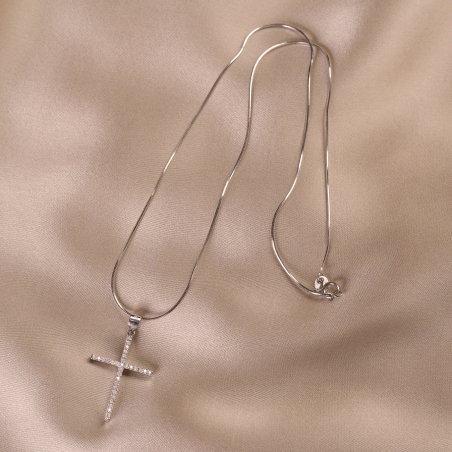 Colier argint Cross Full zirconia