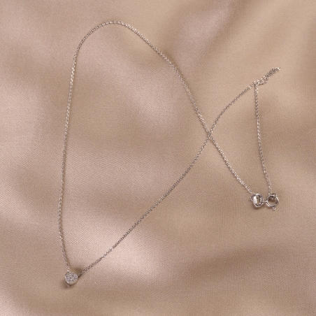 Sterling Silver Necklace Minimal Heart zirconia