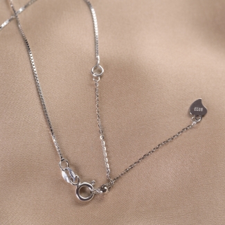 Colier argint Solitaire white zirconia, lantisor culisant