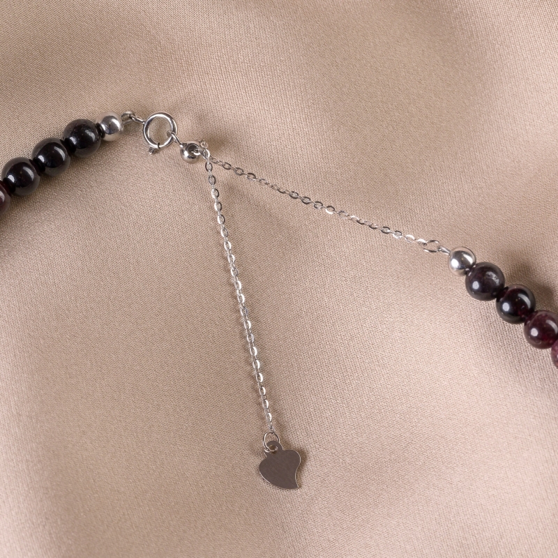 Adjustable Sterling Silver Choker Cardinal Burgundy garnet