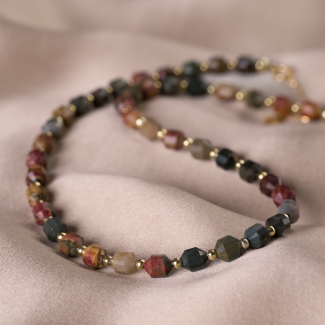 Choker argint jasp barrell, lantisor culisant