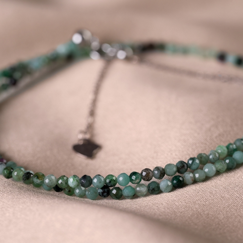 Choker argint smarald, lantisor culisant