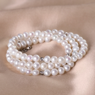 Sterling Silver Bracelet  So Cool 2 in 1 white pearls