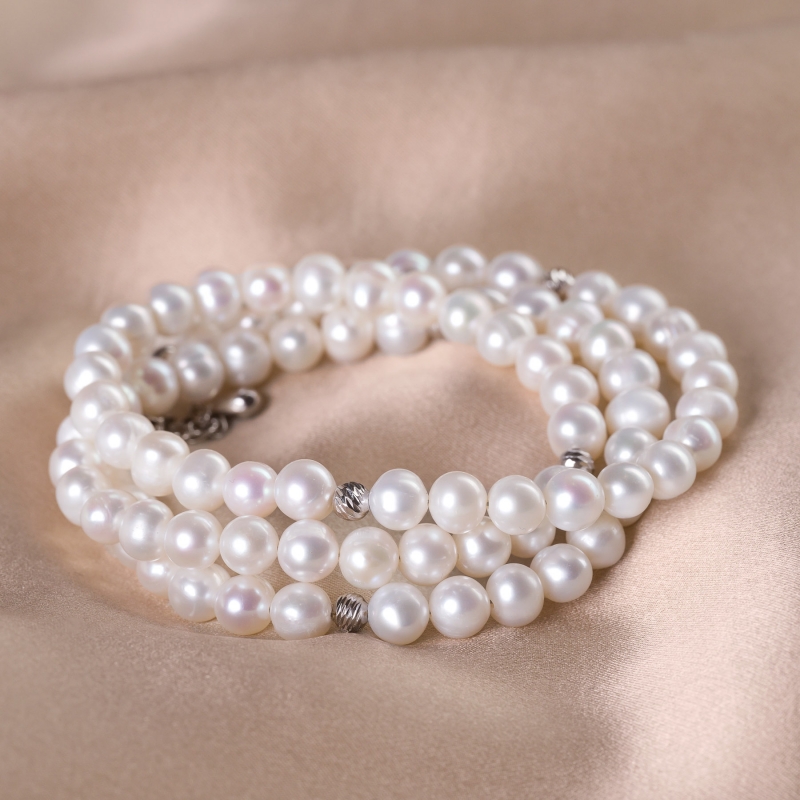 Sterling Silver Bracelet  So Cool 2 in 1 white pearls