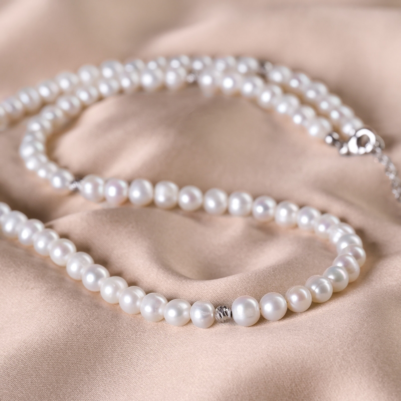 Sterling Silver Bracelet  So Cool 2 in 1 white pearls