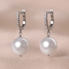 Sterling Silver Earrings New Hoops white shell pearl