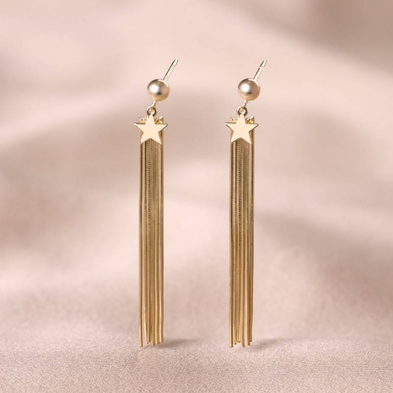 Sterling Silver Earrings Falling Star gold