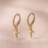 Sterling Silver Earrings 2 Little Cross gold