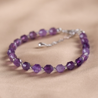 Sterling Silver Bracelet Touch amethyst barrel