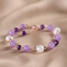 Sterling Silver Bracelet with amethyst and pearls