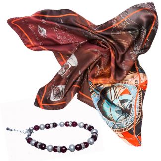 GIFT: Mila Schon explore scarf chocolate and cognac agate and pearls bracelet