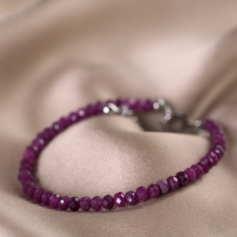 Gift Sterling 925 Silver Necklace and Bracelet ruby