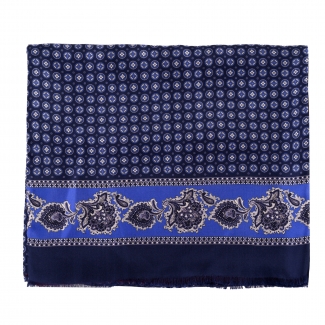 Men's silk and wool scarf Uomo Farnesse cobalt blu