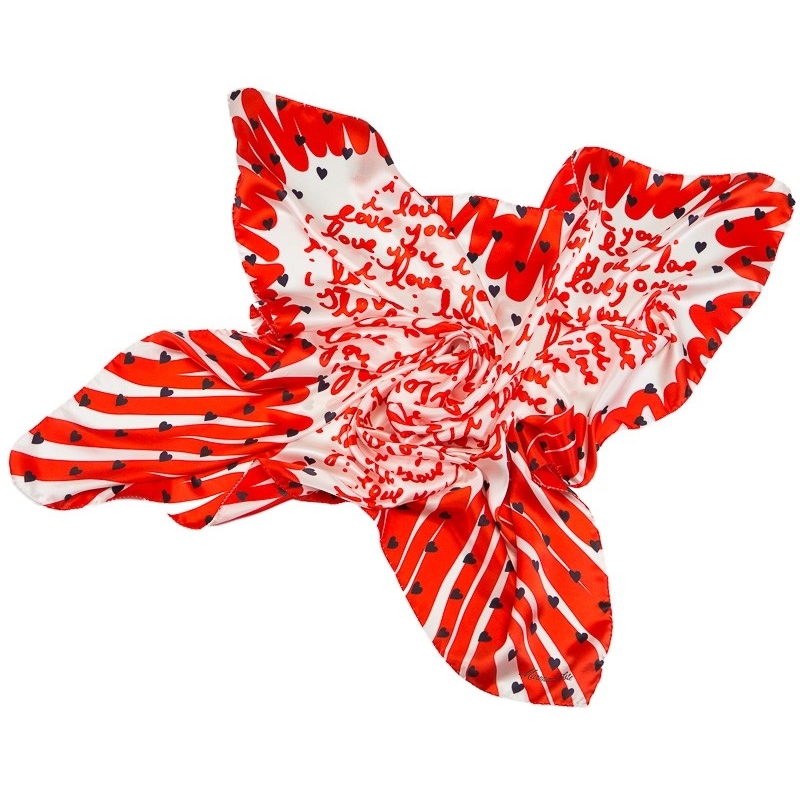 CADOU:EsarfaMarina D`Este I love you red si cercei argint coral rosu