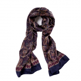 Men's silk scarf Baresi paisley blu