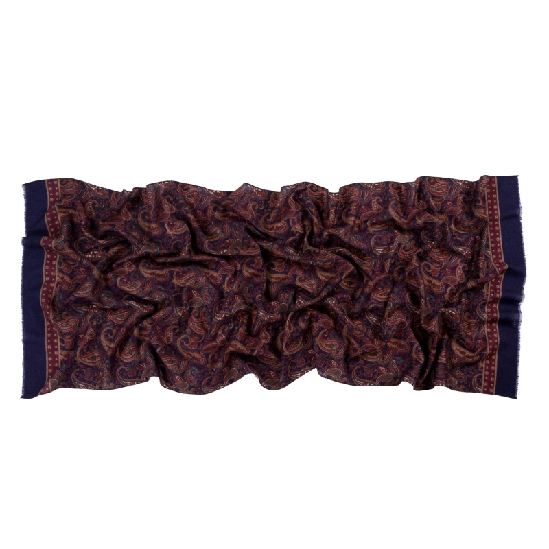 Esarfa lana barbati Baresi paisley blu