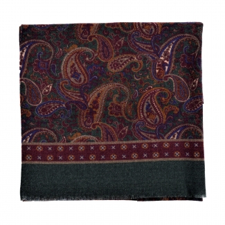Men's wool scarf Mancini paisley green