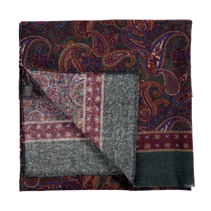 Men's wool scarf Mancini paisley green