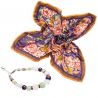 GIFT: Laura Biagiotti scarf delicate purple flowers and rose quartz bracelet, aventurine, crystal ice
