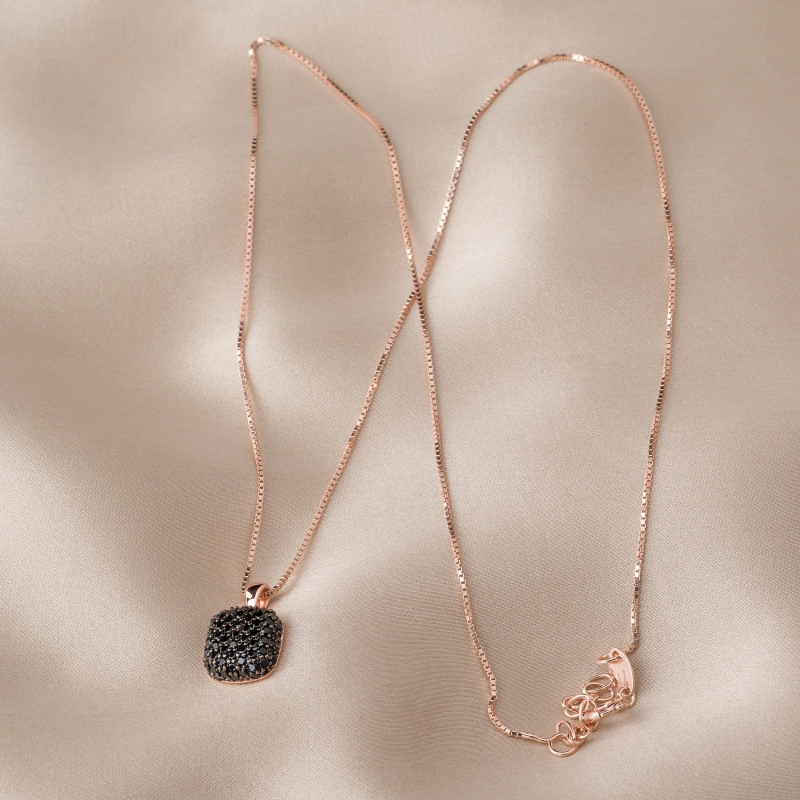 Colier argint roz  Bella Vita zirconia negru