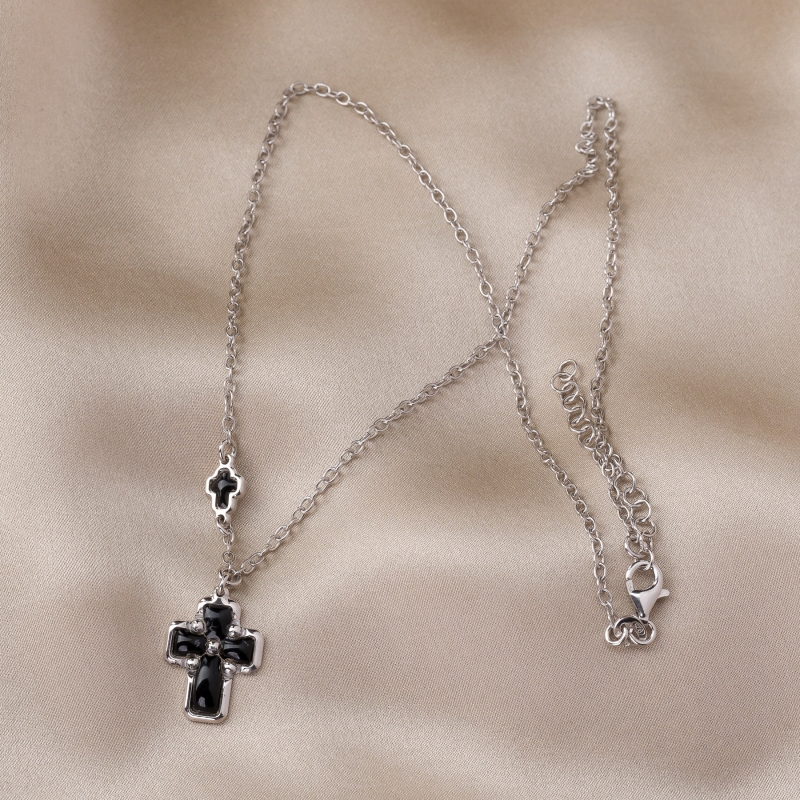 Colier argint Black Cross