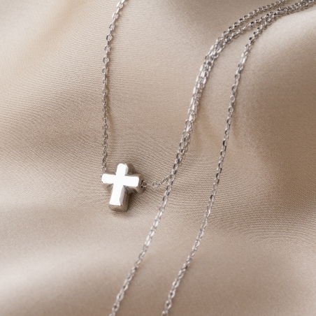 Sterling Silver Necklace Minimal Cross
