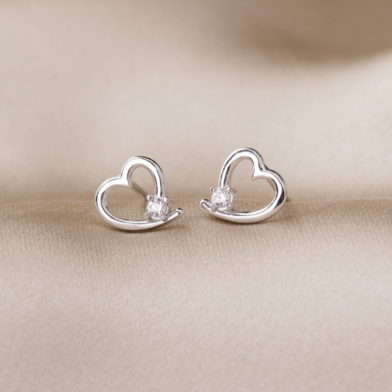 Sterling Silver Earrings Heart in Love silver