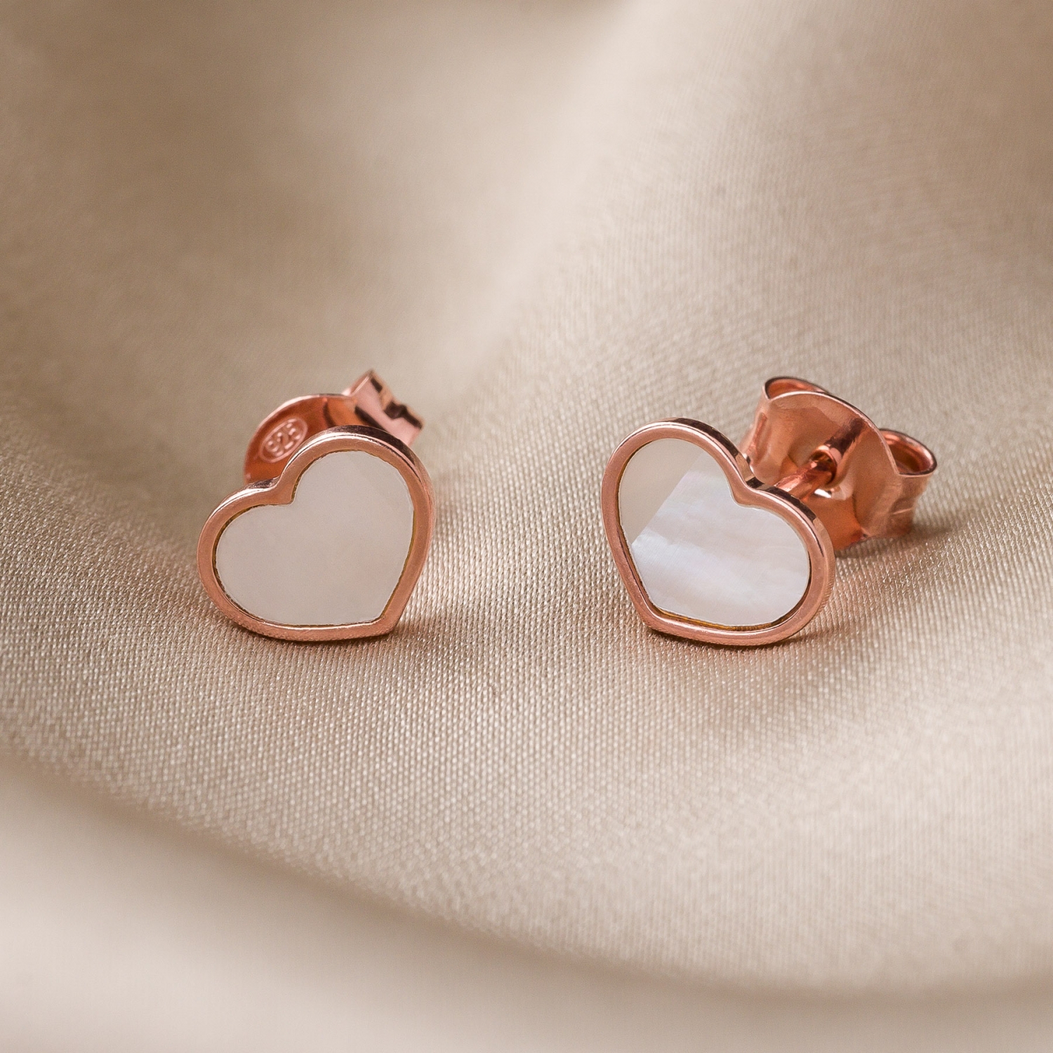 Sterling Silver Earrings pink Minimal White Heart