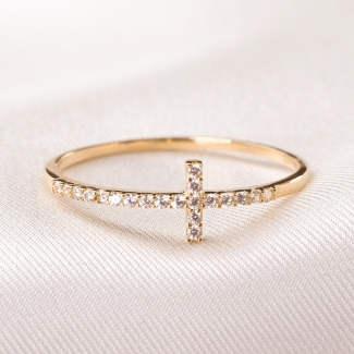 14 K Gold Ring Cross zirconia