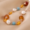 Sterling Pink Silver Necklace blue quartz, carnelian and pearls