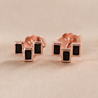 Sterling  Silver Earings  Minimal 3 Wishes black