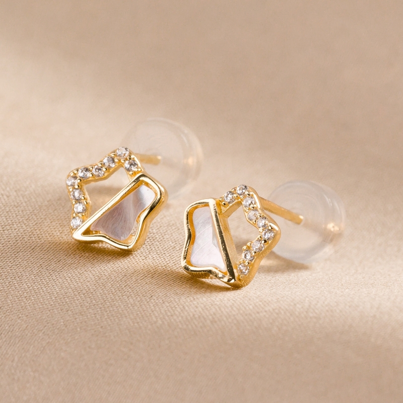 Sterling Silver Earrings Satin Star gold