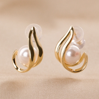 Sterling Silver Earrings Passion White Pearl gold