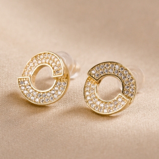 Sterling Silver Earrings CC Vanity gold