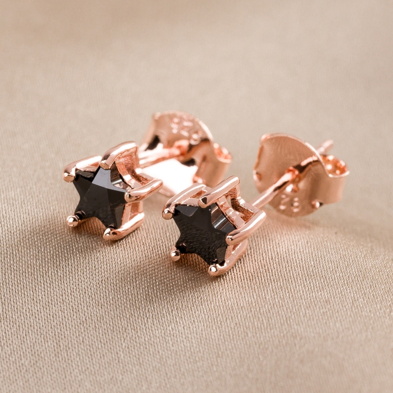 Cercei argint Stellar Solitaire black