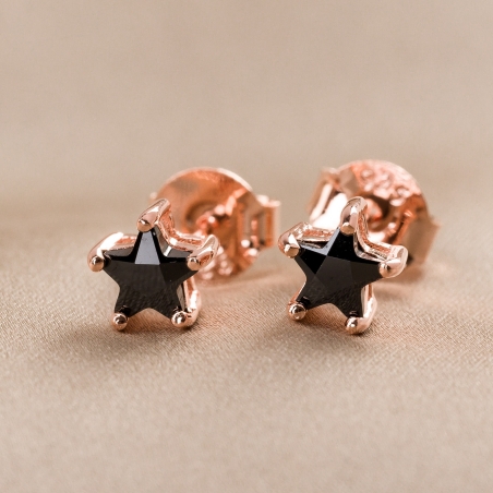 Sterling  Silver Earings  Stellar Solitaire black