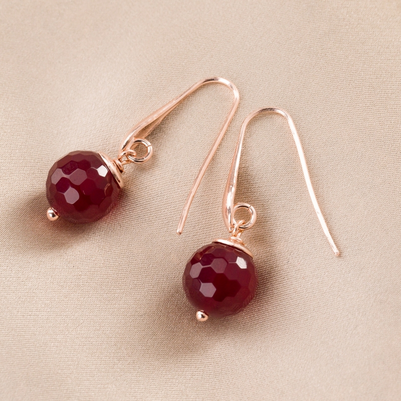 Sterling Pink Silver Earings Classy ruby agate