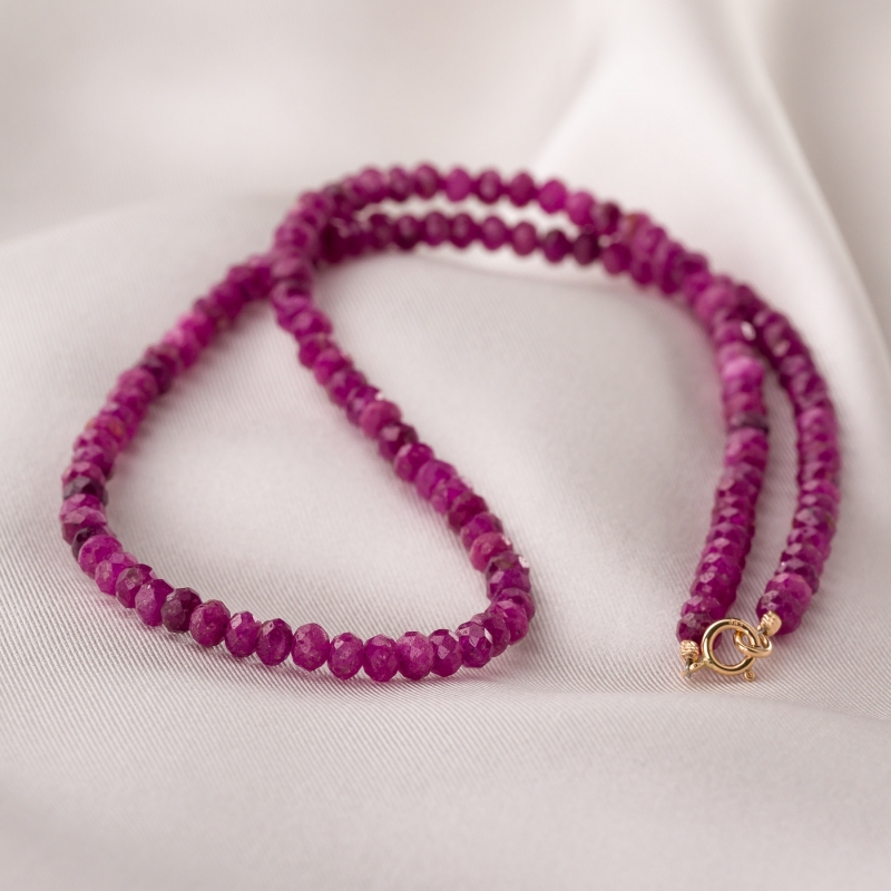 Ruby Necklace with 14K gold spheres