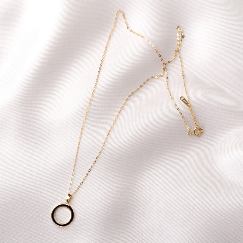 14K Gold Necklace with circle charm
