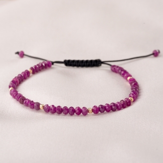 Bratara cu snur, sfere aur si rubin