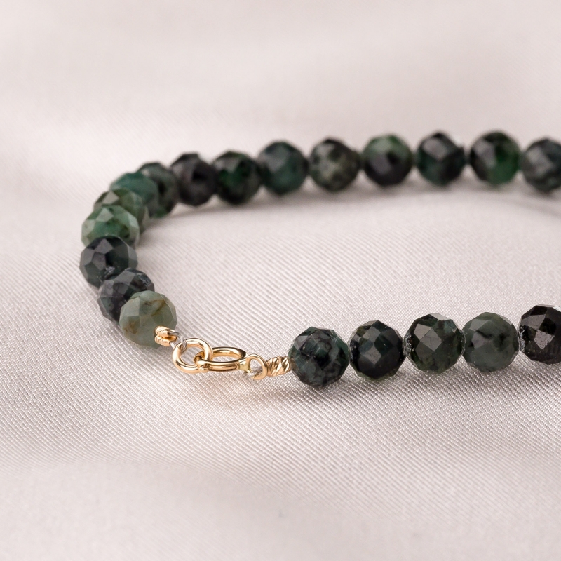 Emerald  Bracelet with 14K gold spheres