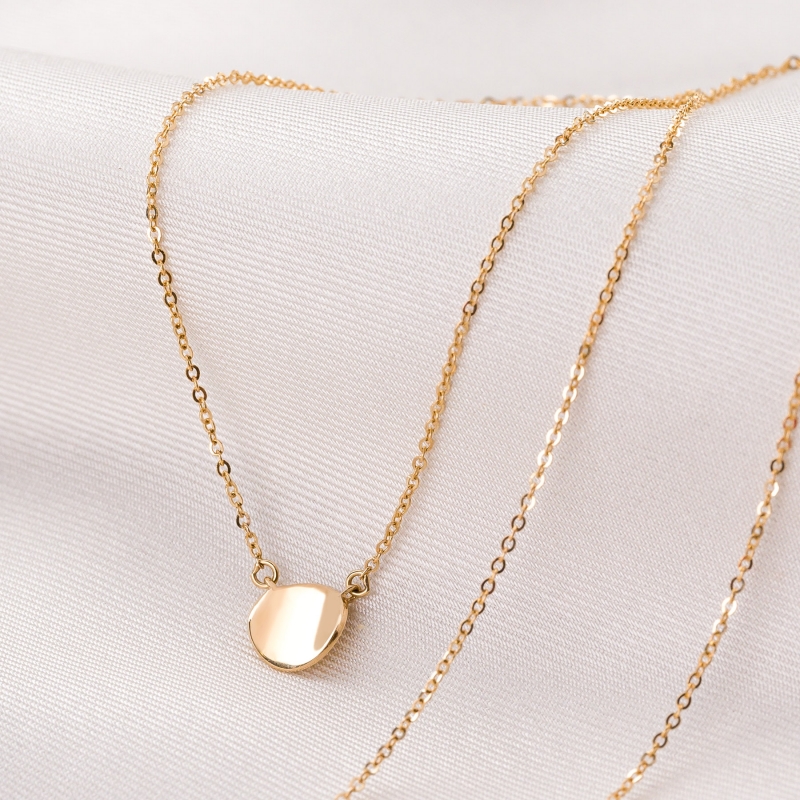 14 K Gold Necklace Minimal Wave Coin
